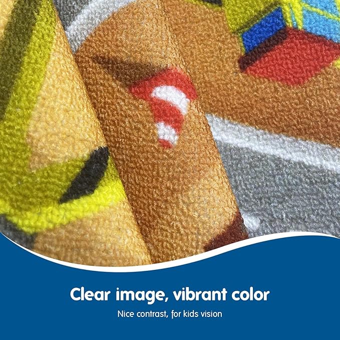 Booooom Jackson Construction Car Rug Play Mat, Non-Slip Kids Rug,Car Play Rug,Construction Rug Play Car Mat,Car Play Carpet,Construction Road Rug,Construction Site Rug,Construction Vehicle Play Mat - LeafyLoom