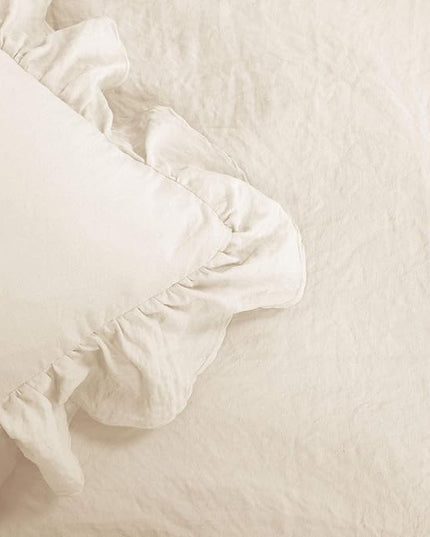 Lush Decor Reyna Ruffle Comforter Set - 3 Piece Cozy Ruffled Bedding Set - Timeless Elegance and Comfort for Bedroom - King, Ivory - LeafyLoom