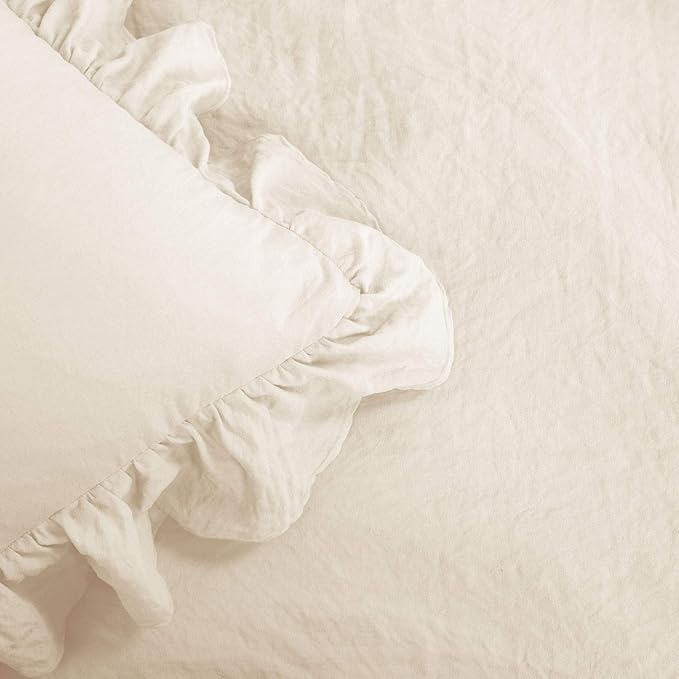 Lush Decor Reyna Ruffle Comforter Set - 3 Piece Cozy Ruffled Bedding Set - Timeless Elegance and Comfort for Bedroom - King, Ivory - LeafyLoom