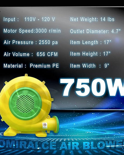 CoMiracle Air Blowers, 750 Watt 1.0 HP Inflatable Bounce House Air Blower, Outdoor Inflatable Castle and Jump Slides Blower - LeafyLoom