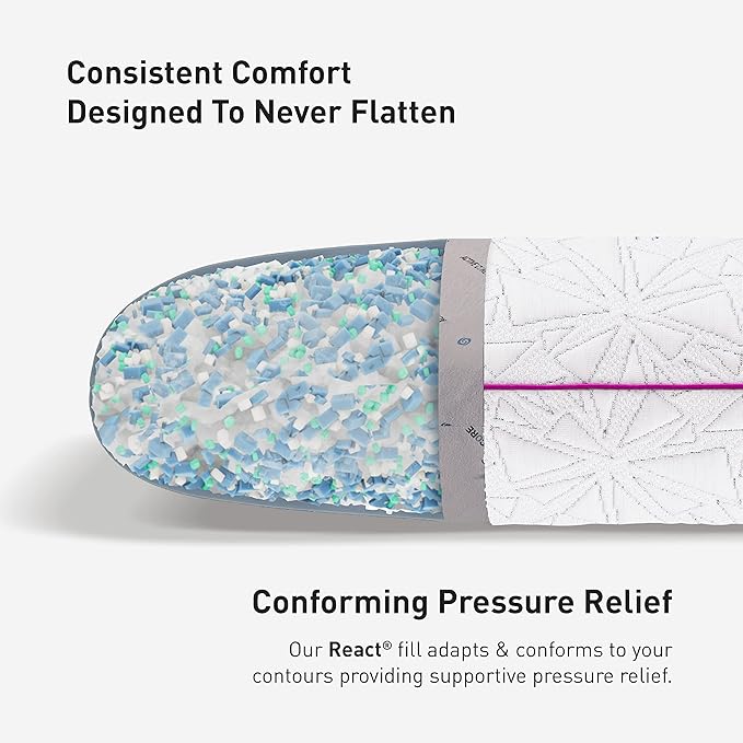 Bedgear Storm Performance Pillow - Size 0.0 - Cooling Pillow for Hot Sleepers - Medium Firmness Bed Pillow for All Sleep Positions - Hypoallergenic, Washable Removable Cover - 20" W x 26" L x 4.75" H - LeafyLoom