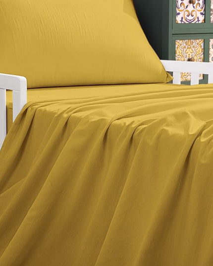 NTBAY Toddler Bedding Set - 4 Piece Soft and Breathable Crib Bedding Set for Boys and Girls, Includes Quilted Comforter, Fitted Sheet, Flat Top Sheet and Envelope Pillowcase, Yellow - LeafyLoom