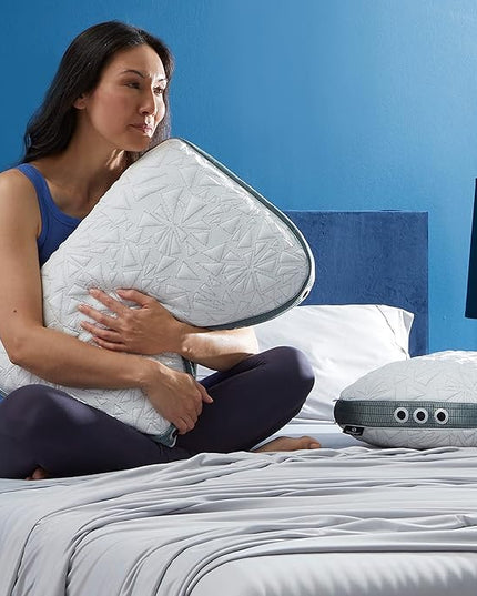 Bedgear Storm Cuddle Curve Performance Pillow - Size 3.0 - Cooling Bed Pillow for Side Sleepers - Medium Firm - Hypoallergenic, Washable and Removable Cover - LeafyLoom