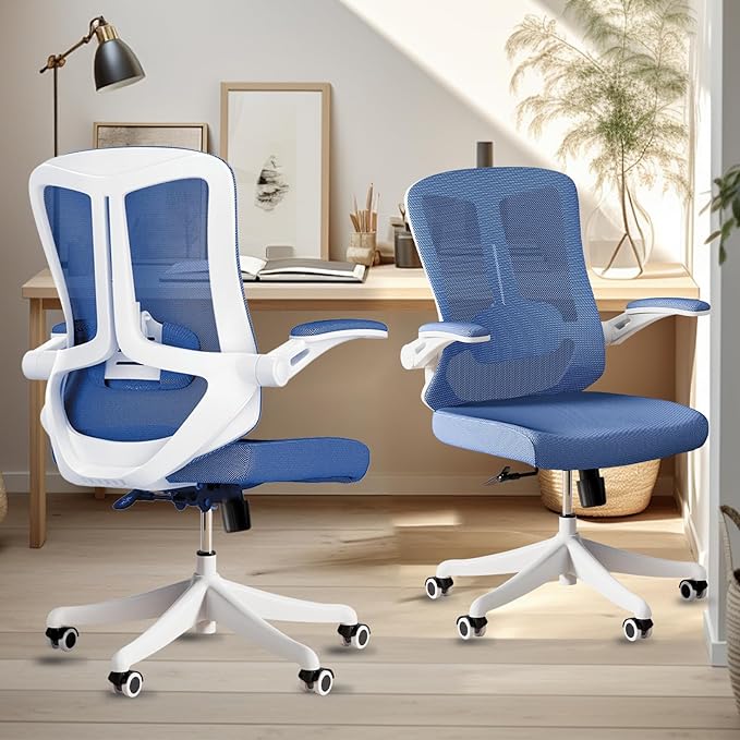 Home Desk Chair Ergonomic Chair with Headrest Study Chair Computer Chair Desk Chair Adjustable Headrest Lumbar Support Office Chair Heavy Duty Office Chair Blue - LeafyLoom