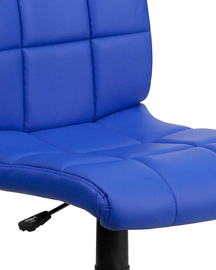 Flash Furniture Clayton Mid-Back Blue Quilted Vinyl Swivel Task Office Chair - LeafyLoom