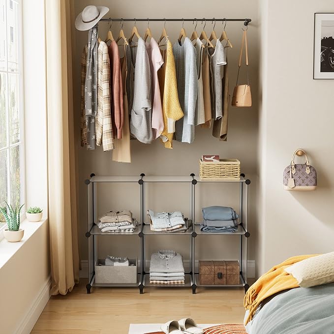 HOMIDEC 6-Cube Storage Organizer, Closet Organizer Storage shelf Bookcase Bookshelf with Metal Hammer, Storage Cubes Organizer Cabinet for Kids, Closet, Bedroom, Bathroom, (11.8x11.8x11.8 inch) - LeafyLoom