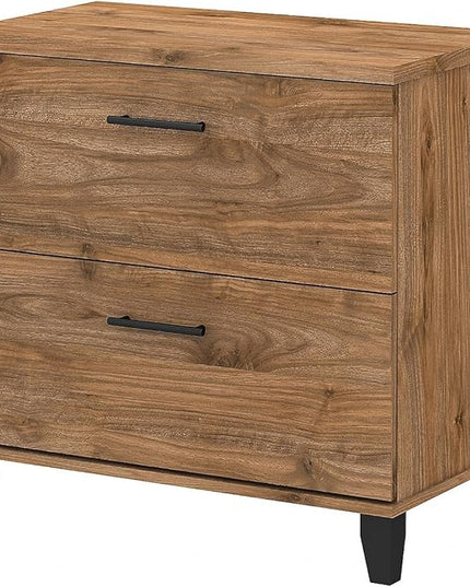 Bush Furniture Somerset 2-Drawer Lateral File Cabinet, Letter/Legal, Fresh Walnut, 30-inch (WC81380) - LeafyLoom