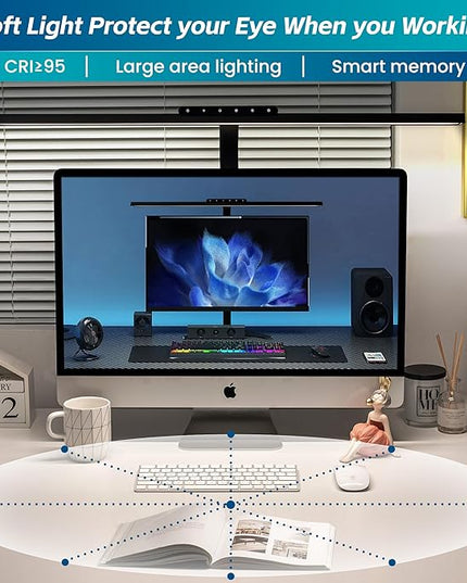 Desk Lamp, Stepless Dimming Desk Lamp with Clamp Flexible Gooseneck Desk Lamps for Home Office Eye Caring Desk Light Modern 24W Office Light for Sewing Studying Working Drawing - LeafyLoom