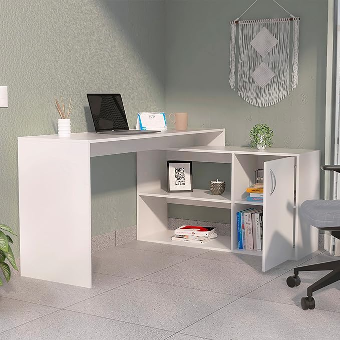 NicBex Kimberly-DW-00045-LWJ Home Office Desks, 45.86"x59.64"x30.11", White - LeafyLoom