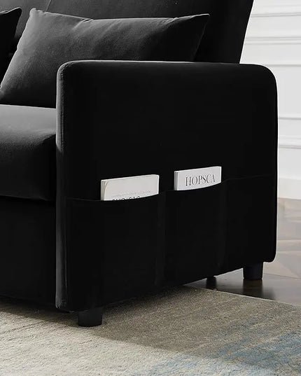 57.1" Convertible Sofa Bed, 3 in 1 Multi-Functional Lounge Chair Sleeper Loveseat , Pull Out Couch Guest Bed Futon Sofabed Sofacama with Adjustable Backrest and Side Pockets for Living Room Office - LeafyLoom