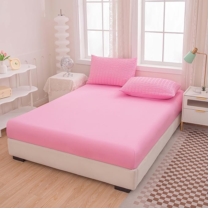Pink Comforter Sets Queen Size, Pink Bedding Sets,Bed in a Bag Comforter 5 Pieces-Soft Lightweight Microfiber Bed Set for All Season… - LeafyLoom