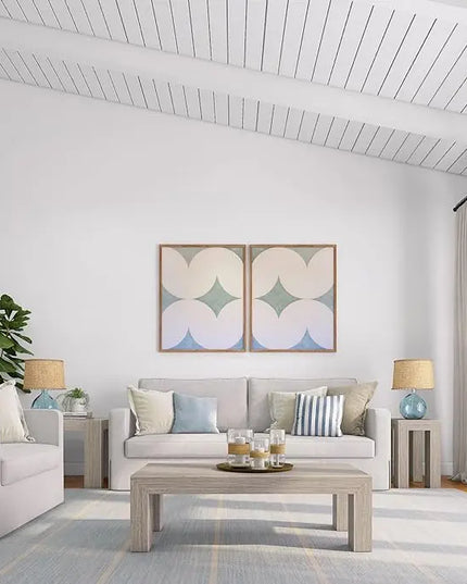 Plank+Beam Modern Rectangular Coffee Table, Solid Wood, 48 Inch, Medium Sized Coffee Table, Center Tables for Small Spaces, Living Space Medium Tea Table, Seashell Wirebrush - LeafyLoom