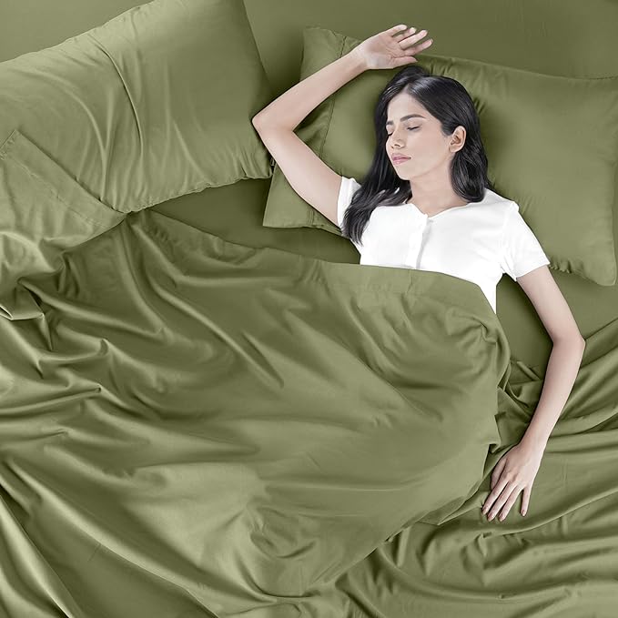Utopia Bedding Queen Bed Sheets Set - 4 Piece Bedding - Brushed Microfiber - Shrinkage and Fade Resistant - Easy Care (Queen, Olive) - LeafyLoom