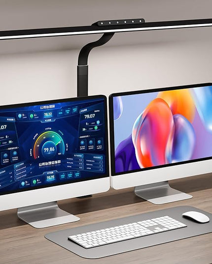 Desk Lamp, Stepless Dimming Desk Lamp with Clamp Flexible Gooseneck Desk Lamps for Home Office Eye Caring Desk Light Modern 24W Office Light for Sewing Studying Working Drawing - LeafyLoom