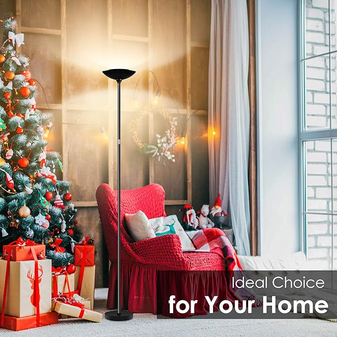 Floor Lamp, Standing Lamp, 20W 2000LM LED Torchiere Floor Lamp, Stepless Dimmable, Touch Control, 3000K Daylight, 50000hrs Lifespan, Floor Lamps for Living Room, Standing Lamps for Bedroom, Office - LeafyLoom
