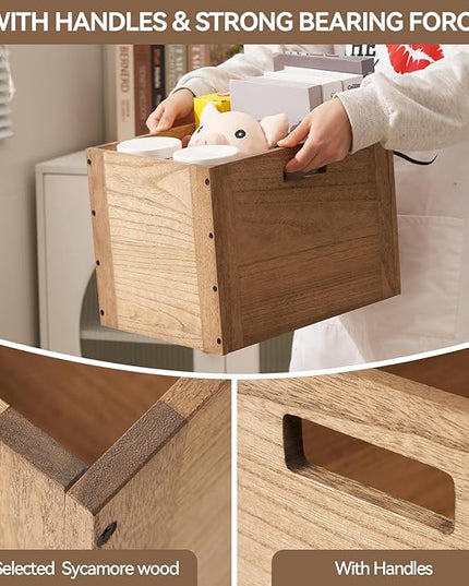 KIRIGEN Stackable Wood Storage Cube/Basket/Bins Organizer for Home Books Clothes Toy Modular Open Cubby Storage System - Office Cubical Bookcase Closet Shelves C26-DBR - LeafyLoom