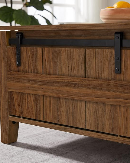 NicBex Coffee Table Wooden Coffee Table with Storage Rectangle Center Tables with Open Shelf and Cabinet Dining Table for Living Room, Dining Room, Office, and Bedroom,43.31" W, Walnut - LeafyLoom