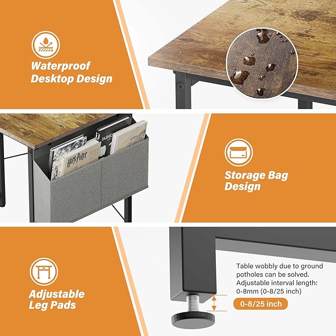 YSSOA Computer Desk Home Office Work Study Writing Modern Simple Table with Headphone Hooks, 32 Inch, Deep Brown - LeafyLoom
