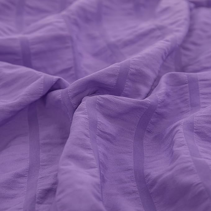 Seersucker Purple Queen Size Comforter Sets for Girls Women Boho Purple Seersucker Bedding Set & Collections 5 Pieces-Soft Lightweight Microfiber Bed Set for All Season,Queen 90''x90''… - LeafyLoom