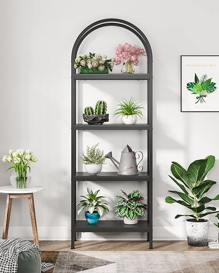 Tribesigns 4-Tier Open Bookshelf, 70.8" Wood Bookcase Storage Shelves with Metal Frame, Freestanding Display Rack Tall Shelving Unit for Office, Bedroom, Living Room, Easy Assembly (Black, 1PC) - LeafyLoom
