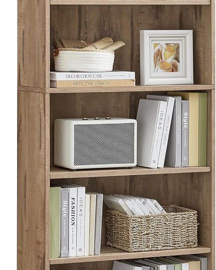 VASAGLE Bookshelf, 23.6 Inches Wide, 5-Tier Open Bookcase with Adjustable Storage Shelves, Floor Standing Unit, Camel Brown ULBC165T50 - LeafyLoom