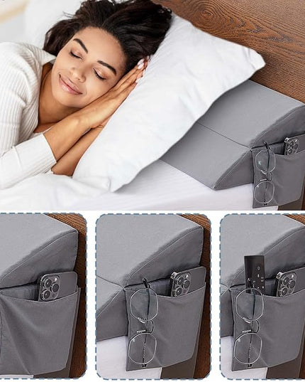 Limthe Twin Bed Wedge Pillow Stopper,Bed Gap Filler (0-7"),Headboard Pillow,Mattress Gap Cover,Adjustable Foam Wedge Pillow Fill Gap Between Headboard/Wall and Mattress, (Grey 39"x10"x6") - LeafyLoom