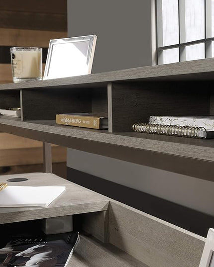Sauder Manhattan Gate L-Shaped Desk, Mystic Oak finish - LeafyLoom