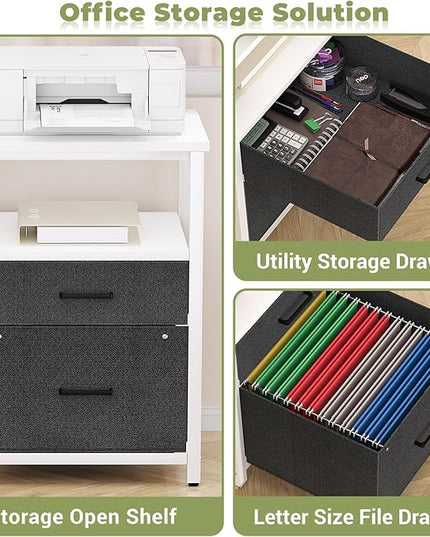 Homieasy L Shaped Computer Desk with Storage File Drawer, Reversible Home Office Desk with Recessed Power Strip and Led Strip, Corner Gaming Desk Work Study Table with Monitor Stand, White - LeafyLoom