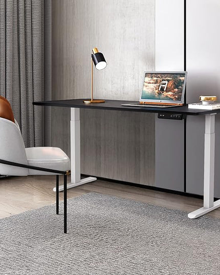 AIMEZ0 Dual Motor Electric Sit Stand Desk Standing Desk Frame Adjustable Height 27.4-45.6 inches Motorized Standing Computer Desk for Home and Office (White Frame only) - LeafyLoom