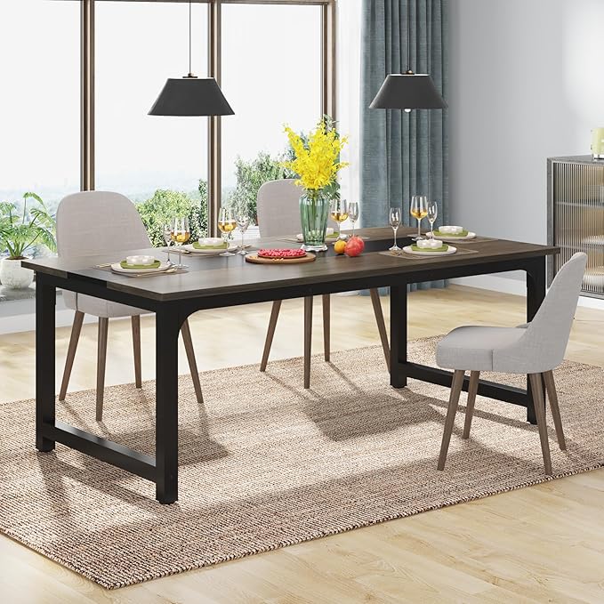 Tribesigns Modern Computer Desk, 63 x 31.5 inch Large Office Desk Computer Table Study Writing Desk Workstation for Home Office, Grey/Black - LeafyLoom