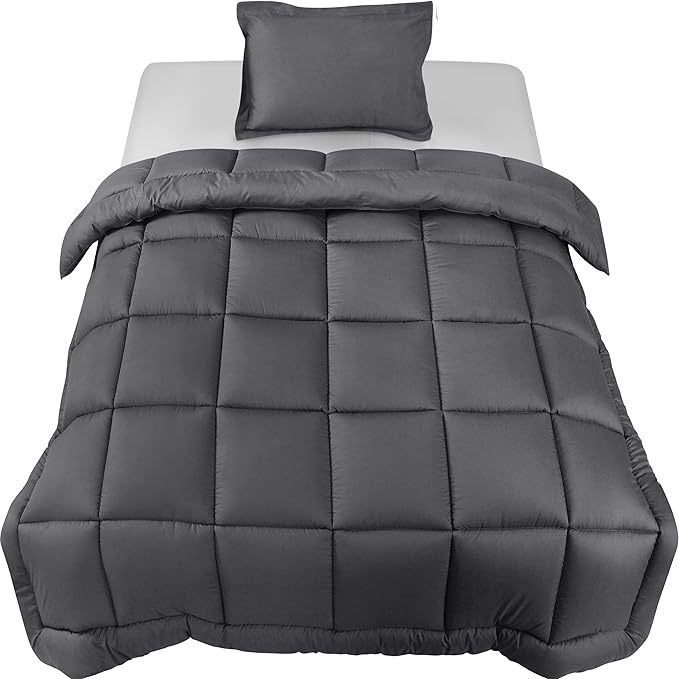 Utopia Bedding Twin Comforter Set Kids with 1 Pillow Sham, Bedding Comforter Sets, Down Alternative Grey Comforter, Soft and Comfortable, Machine Washable (Pack of 6) - LeafyLoom