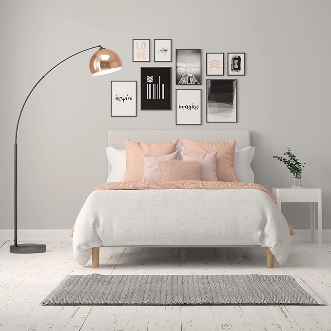 GETINLIGHT 66" Modern Rose Gold Arc Floor Lamp with Metal Shade and Black Marble Base, LED Bulb Included, IN-0806-1-CP - LeafyLoom