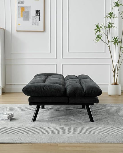 70.08" Modern Upholstered 2 Seaters Soft with Metal Feet,Accent Deep Seat Loveseat Double Sofas Couch w/Convertible Bed,for Dorm,Apartment,Studio,Office,Dark Gray - LeafyLoom