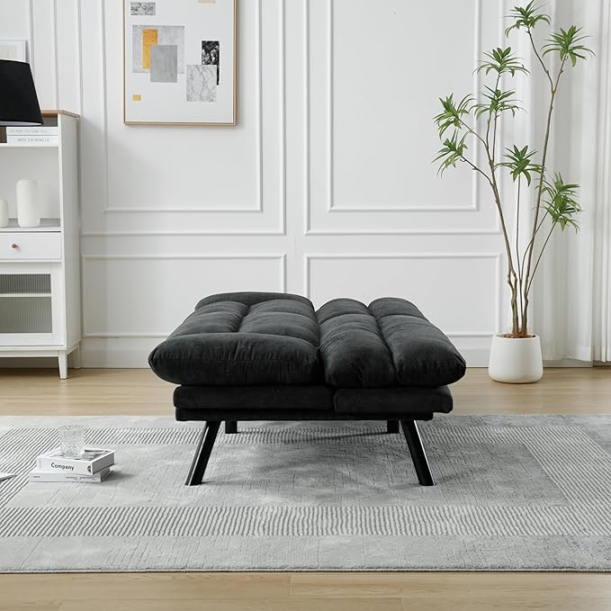 70.08" Modern Upholstered 2 Seaters Soft with Metal Feet,Accent Deep Seat Loveseat Double Sofas Couch w/Convertible Bed,for Dorm,Apartment,Studio,Office,Dark Gray - LeafyLoom