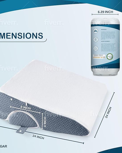 Bed Wedge Pillow 7.5 inch | Memory Foam Wedge Pillow for Sleeping | Triangle Pillow Wedge | Acid Reflux Pillow | Post-Surgery Support Cushion | Back, Head, Knee, Elbow Support | Pregnancy Pillow - LeafyLoom