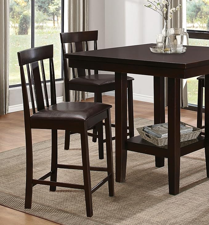 NicBex Dining Table Set for 4 Kitchen & Dining Room Tables 5Pc Counter Height Dining Set Counter Height Table with Shelf and 4 Counter Height Chairs Set, Espresso - LeafyLoom