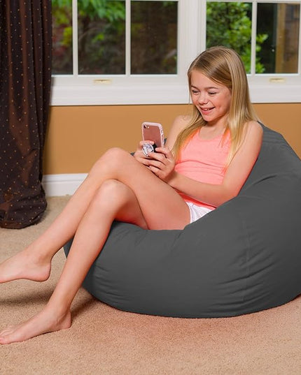 Posh Creations Bean Bag Chair for Kids, Teens, and Adults Includes Removable and Machine Washable Cover, Heather Gray, 38in - Large - LeafyLoom