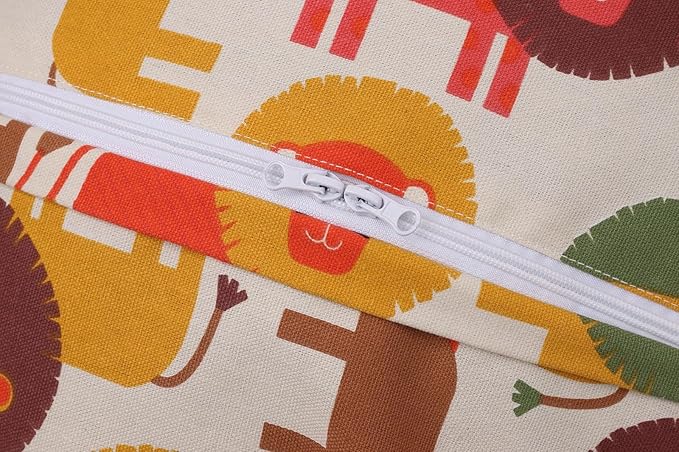 Colorful House Stuffed Animal Storage Bean Bag Chair Cover for Kids Stuffable Zipper Beanbag for Organizing Children Toys Large Canvas(38'',Lion) - LeafyLoom