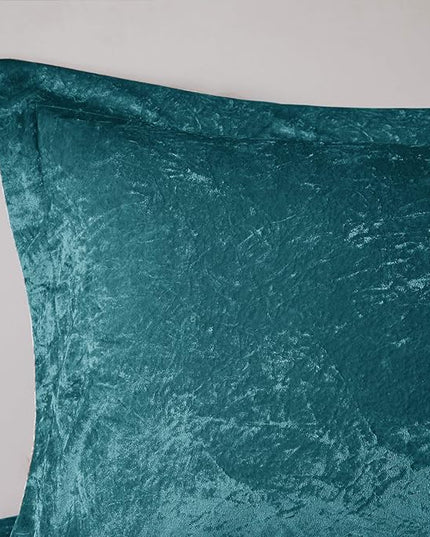 Intelligent Design King Duvet Cover Set, Velvet King Duvet Set, Luxury Diamond Quilting Teal Duvet Cover, Fluffy Duvet Cover with Decorative Pillow and 2 Shams, 4 Pieces, Teal, King/Cal King - LeafyLoom