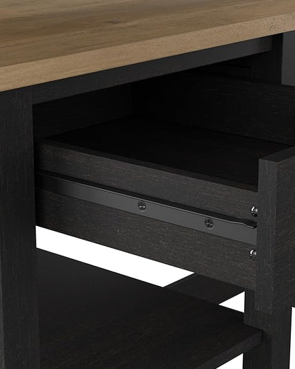 Bush Furniture Mayfield 54W Computer Desk with Shelves in Vintage Black and Reclaimed Pine| Table and Storage for Home Office Workspace - LeafyLoom