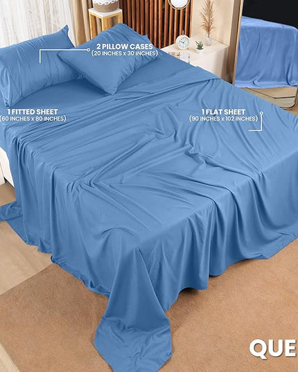 Utopia Bedding Queen Bed Sheets Set - 4 Piece Bedding - Brushed Microfiber - Shrinkage and Fade Resistant - Easy Care (Queen, Dutch Blue) - LeafyLoom