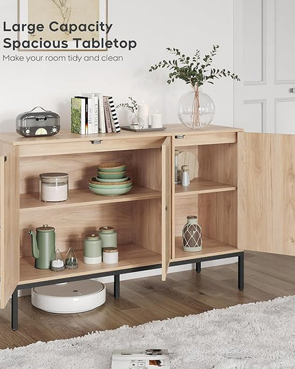 Brafab Rattan Cabinet Storage Sideboard Buffet Table Accent Console for Living Room Entryway Kitchen Dining Room 3 Doors - LeafyLoom