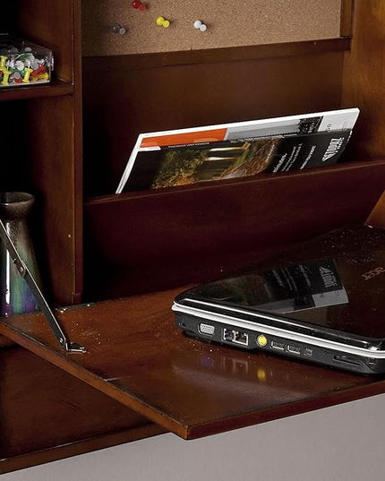 SEI Furniture Benwick Wall Mount Laptop Desk - Brown Mahogany (L x W x H): 26 x 6 x 20 inches - LeafyLoom