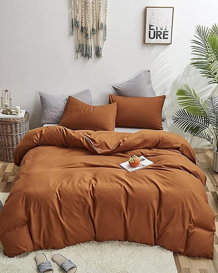 Pumpkin Color Comforter Sets Solid Cinnamon Color Bedding Set Cal King 3 PCs Pumpkin Comforter Sets for Women Girls Breathable Soft Bedroom Collection Solid Rust Color Adults Pumpkin Bedding - LeafyLoom