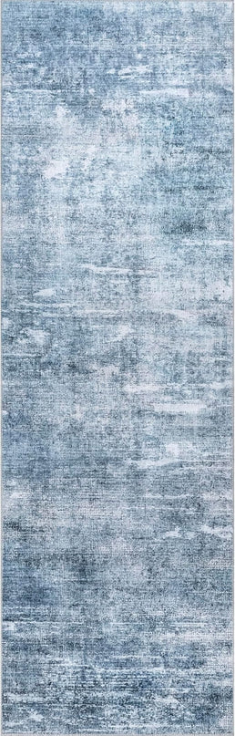 nuLOOM Katia Modern Abstract Machine Washable Ultra Thin Runner Rug, 2' 6" x 8', Blue - LeafyLoom