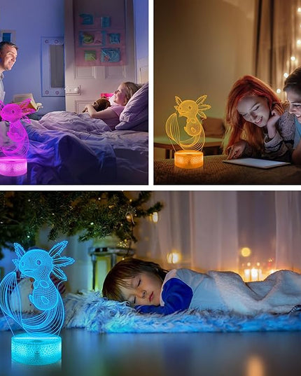 Axolotl Gifts, 3D Illusion Lamp, 3D Axolotl Night Light with Remote and Touch Control, Axolotl Decor for Kids Room, Girls Birthday Gamer Gaming Gifts - LeafyLoom