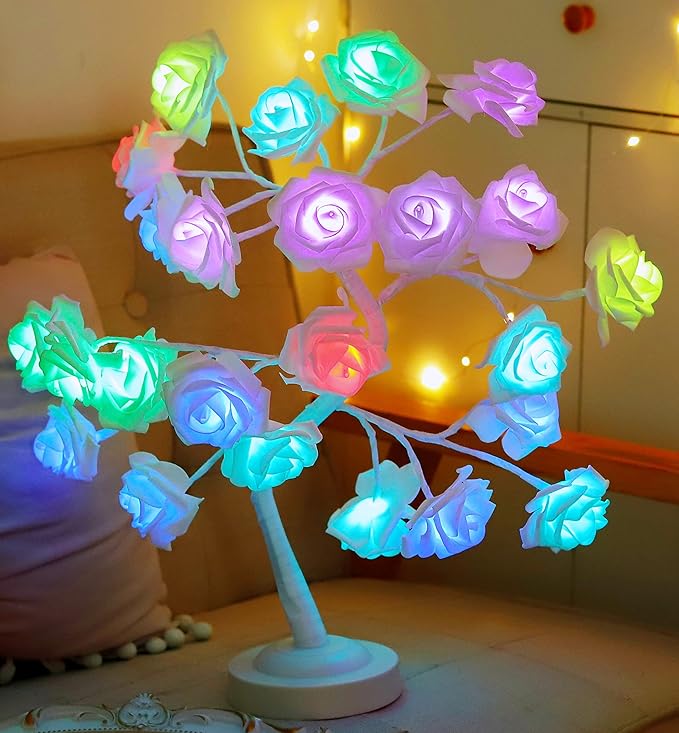 Enchanted Rose Flower Tree Lamp - 16 Vibrant Colors with Remote Control - Ideal Gift for Women, Teens, Girls - Perfect for Wedding, Christmas, Parties - Elegant Home Décor for Living Room, Bedroom - LeafyLoom