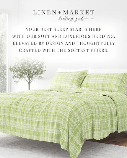 Linen Market 4 Piece Full Bedding Sheet Set (Moss Polka) - Sleep Better Than Ever with These Ultra-Soft & Cooling Bed Sheets for Your Full Size Bed - Deep Pocket Fits 16" Mattress - LeafyLoom
