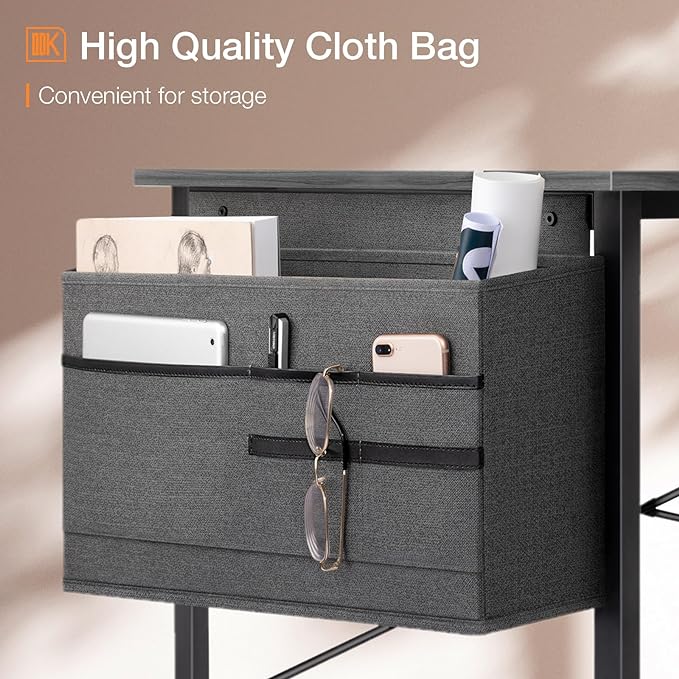 ODK Computer Desk Large Office Desk, 48 Inch Gaming Desk with Storage, Modern PC Desk Work Table with Headphone Hook for Home Office, Gray - LeafyLoom