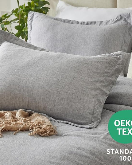 CozyLux Full Size Comforter Set - 3 Pieces Greyish Green Soft Luxury Cationic Dyeing Bedding Comforter for All Season, Breathable Lightweight Fluffy Boho Bed Sets with 1 Comforter and 2 Pillow Shams - LeafyLoom